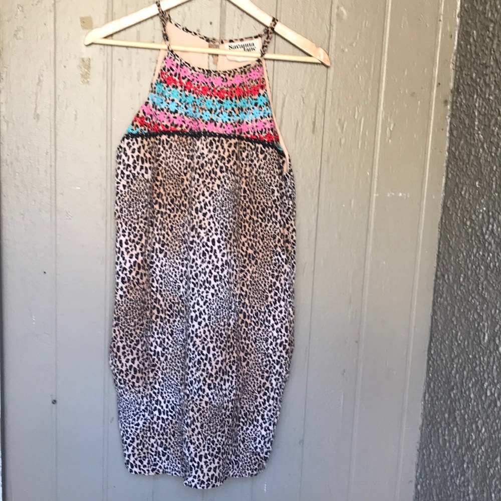 Savanna Jane cheetah print embroidered dress